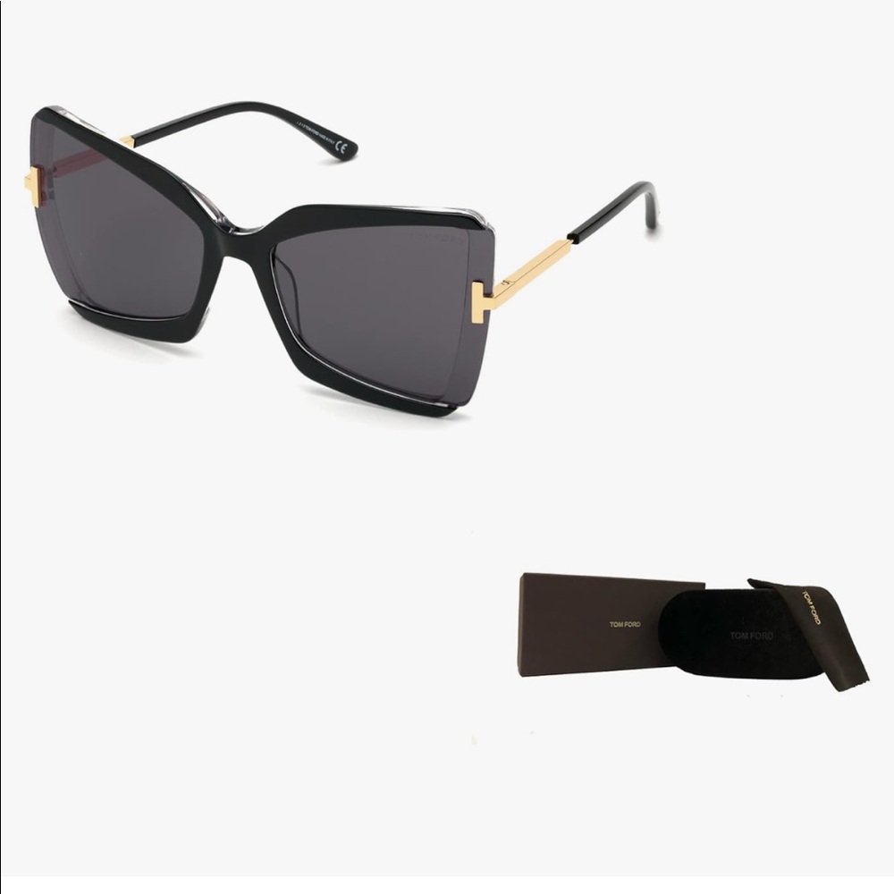 TOM FORD GIA Semi Rimless Butterfly Sunglasses. Made In Italy.  NWT